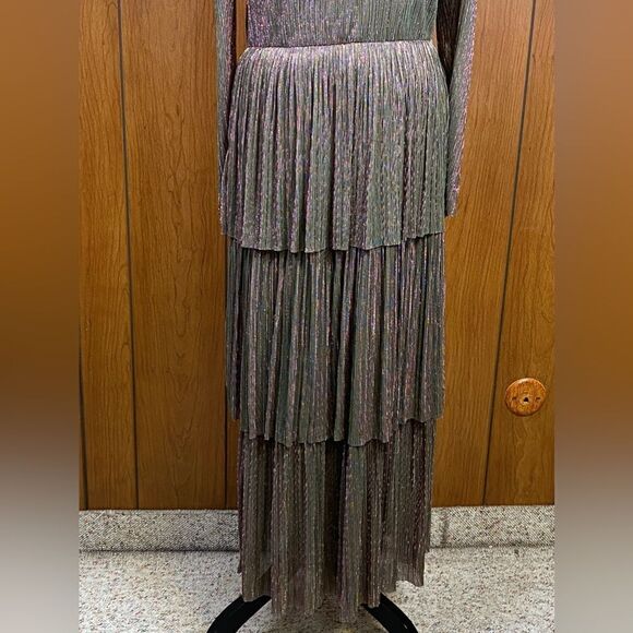 Sabina Musáyev Carry Tiered Metallic Dress size L - Picture 6 of 11
